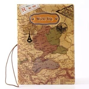 Passport Holder Wallet Sleeve in the World Traveler Map Design PU Leather